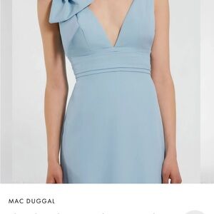 Mac Duggal Light Blue One Shoulder Dress